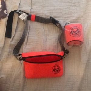 Brand new with plastic, fanny pack w/ koozie